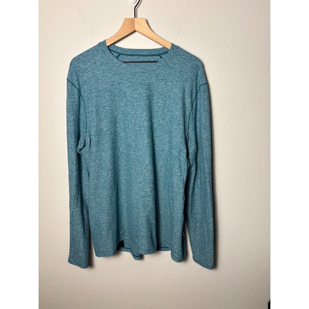 Lululemon Surge Warm Long Sleeve Heathered Laguna Teal XL Mens Running Top